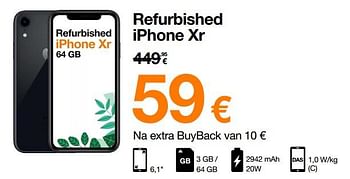 Promoties Apple Refurbished iphone xr - Apple - Geldig van 01/04/2022 tot 18/04/2022 bij Orange