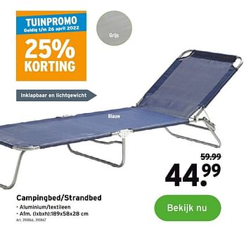 Promoties Campingbed-strandbed - Huismerk - Gamma - Geldig van 06/04/2022 tot 26/04/2022 bij Gamma