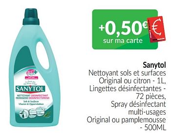 Promo Lingettes Dèsinfectantes Multi-Usages SANYTOL chez Carrefour
