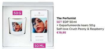 Promoties The perfumist set edp + geparfumeerde kaars self-love crush peony + raspberry - The Perfumist  - Geldig van 04/04/2022 tot 17/04/2022 bij ICI PARIS XL