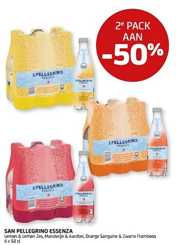 Promoties 2e pack aan -50% san pellegrino essenza - San Pellegrino - Geldig van 01/04/2022 tot 14/04/2022 bij BelBev