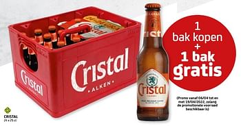 Promoties Cristal 1 bak kopen + 1 bak gratis - Cristal - Geldig van 01/04/2022 tot 14/04/2022 bij BelBev