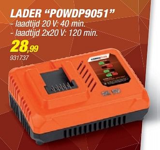 Promoties Powerplus lader powdp9051 - Powerplus - Geldig van 30/03/2022 tot 30/06/2022 bij Hubo