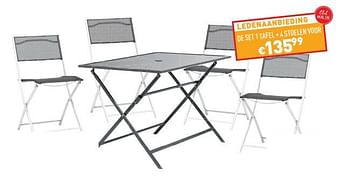 Promoties De set 1 tafel + 4 stoelen voor - Huismerk - Trafic  - Geldig van 06/04/2022 tot 10/04/2022 bij Trafic