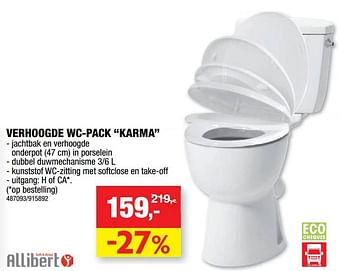 Promoties Verhoogde wc-pack karma - Allibert - Geldig van 06/04/2022 tot 17/04/2022 bij Hubo