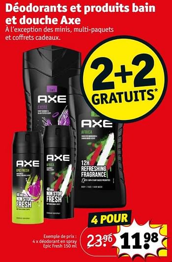 Promotions Déodorant en spray epic fresh - Axe - Valide de 05/04/2022 à 10/04/2022 chez Kruidvat