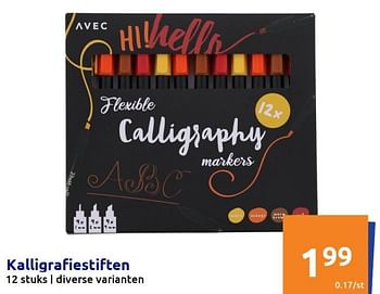 Promoties Kalligrafiestiften - Huismerk - Action - Geldig van 06/04/2022 tot 12/04/2022 bij Action