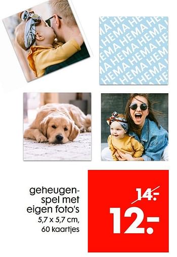 Promoties Geheugenspel met eigen foto’s - Huismerk - Hema - Geldig van 06/04/2022 tot 12/04/2022 bij Hema