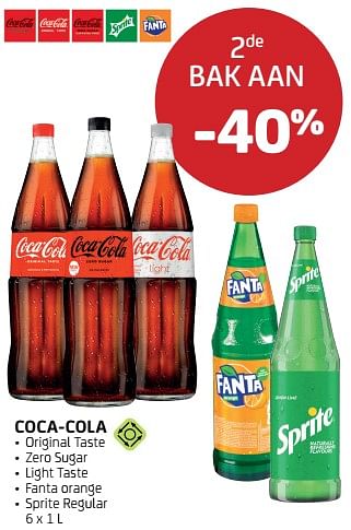 Promoties Coca-cola 2de bak aan -40% - Coca Cola - Geldig van 15/04/2022 tot 28/04/2022 bij BelBev