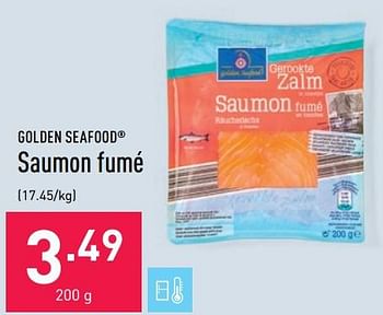 Promotions Saumon fumé - Golden Seafood - Valide de 11/04/2022 à 22/04/2022 chez Aldi