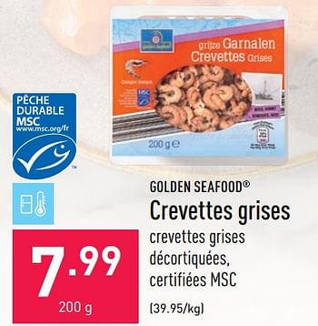 Promotions Crevettes grises - Golden Seafood - Valide de 11/04/2022 à 22/04/2022 chez Aldi