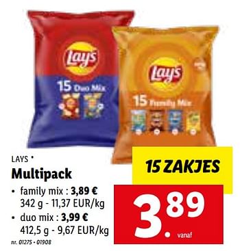 Promoties Multipack - Lay's - Geldig van 18/04/2022 tot 24/04/2022 bij Lidl