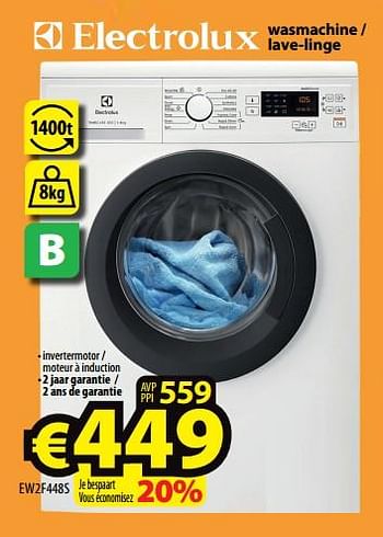 Promoties Electrolux wasmachine - lave-linge ew2f448s - Electrolux - Geldig van 13/04/2022 tot 20/04/2022 bij ElectroStock