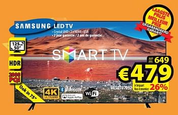 Promoties Samsung led tv ue50tu7092 - Samsung - Geldig van 13/04/2022 tot 20/04/2022 bij ElectroStock