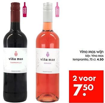Promoties Vina mas tempranillo - Rode wijnen - Geldig van 13/04/2022 tot 19/04/2022 bij Hema