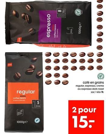 Promotions Café en grains - Produit maison - Hema - Valide de 13/04/2022 à 19/04/2022 chez Hema