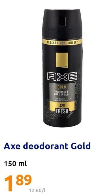 Promoties Axe deodorant gold - Axe - Geldig van 13/04/2022 tot 19/04/2022 bij Action