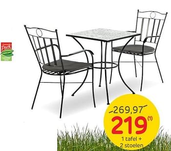 Promoties 1 tafel + 2 stoelen - Central Park - Geldig van 13/04/2022 tot 25/04/2022 bij Brico