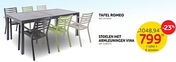 Promoties 1 tafel + 6 stoelen - Huismerk - Brico - Geldig van 13/04/2022 tot 25/04/2022 bij Brico