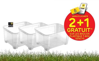Promotions 2+1 gratuit sur les bacs en plastique t-box sencys - Sencys - Valide de 13/04/2022 à 25/04/2022 chez Brico