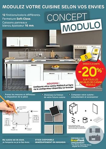 Promotions -20% sur tous les meubles de cuisine modulo - Produit maison - Brico - Valide de 13/04/2022 à 25/04/2022 chez Brico