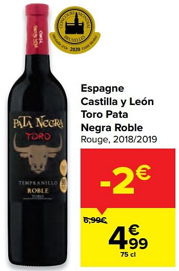 Vino Tinto Pata Negra Roble Toro de 750 ml