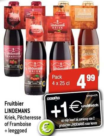 Promoties Fruitbier lindemans - Lindemans - Geldig van 13/04/2022 tot 19/04/2022 bij Smatch