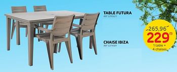 Promotions 1 table + 4 chaises - Produit maison - Brico - Valide de 13/04/2022 à 25/04/2022 chez Brico