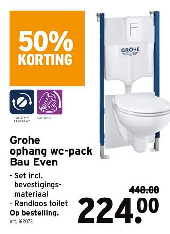 Promoties Grohe ophang wc-pack bau even - Grohe - Geldig van 13/04/2022 tot 26/04/2022 bij Gamma