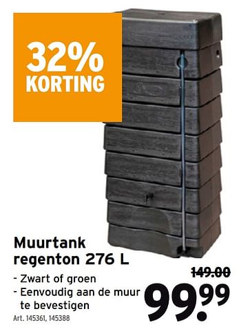 Promoties Muurtank regenton - Huismerk - Gamma - Geldig van 13/04/2022 tot 26/04/2022 bij Gamma
