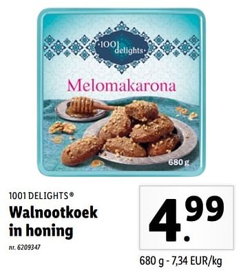 Promoties Walnootkoek in honing - 1001 Delights - Geldig van 25/04/2022 tot 30/04/2022 bij Lidl
