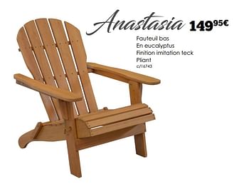 Promotions Anastasia fauteuil bas - Produit maison - Dema - Valide de 11/04/2022 à 30/09/2022 chez Dema
