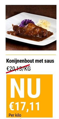 Promoties Konijnenbout met saus - Huismerk - Budgetslager - Geldig van 20/04/2022 tot 26/04/2022 bij Budgetslager