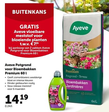 Promoties Aveve potgrond voor bloembakken premium - Huismerk - Aveve - Geldig van 27/04/2022 tot 07/05/2022 bij Aveve