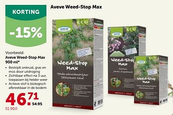 Promotions Aveve weed-stop max - Produit maison - Aveve - Valide de 27/04/2022 à 07/05/2022 chez Aveve