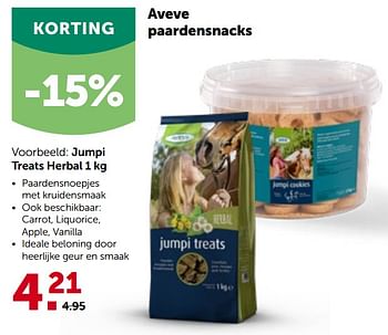 Promoties Jumpi treats herbal - Huismerk - Aveve - Geldig van 27/04/2022 tot 07/05/2022 bij Aveve
