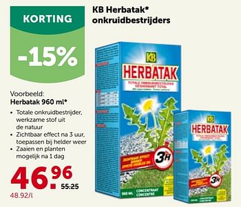 Promoties Kb herbatak onkruidbestrijders - KB - Geldig van 27/04/2022 tot 07/05/2022 bij Aveve