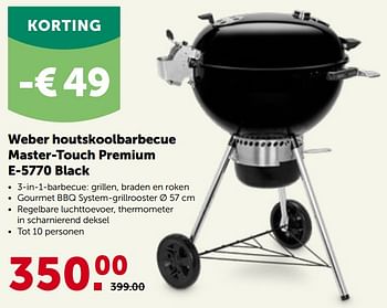 Promoties Weber houtskoolbarbecue master-touch premium e-5770 black - Weber - Geldig van 27/04/2022 tot 07/05/2022 bij Aveve