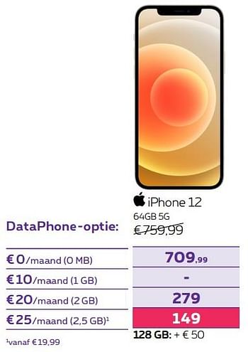 Promoties Apple iphone 12 64gb 5g - Apple - Geldig van 14/04/2022 tot 01/05/2022 bij Proximus