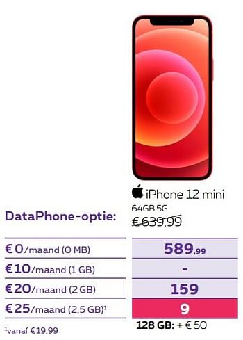 Promoties Apple iphone 12 mini 64gb 5g - Apple - Geldig van 14/04/2022 tot 01/05/2022 bij Proximus