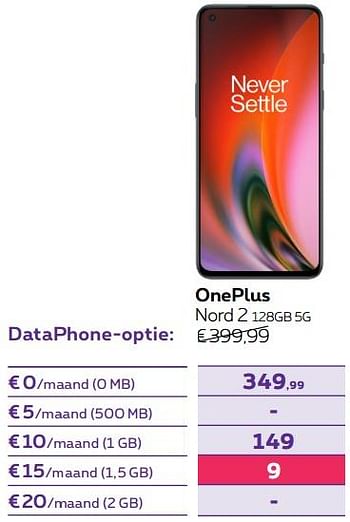 Promoties Oneplus nord 2 128gb 5g - OnePlus - Geldig van 14/04/2022 tot 01/05/2022 bij Proximus