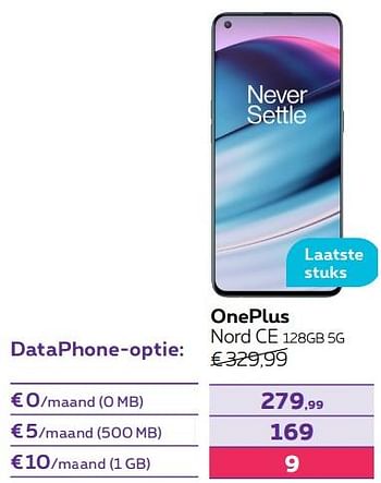 Promoties Oneplus nord ce 128gb 5g - OnePlus - Geldig van 14/04/2022 tot 01/05/2022 bij Proximus