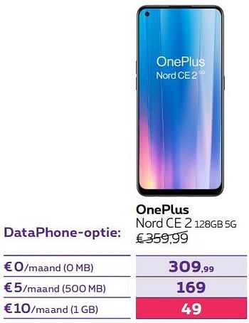Promoties Oneplus nord ce 2 128gb 5g - OnePlus - Geldig van 14/04/2022 tot 01/05/2022 bij Proximus
