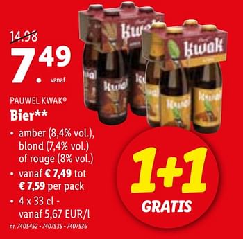 Promoties Bier - Kwak - Geldig van 02/05/2022 tot 07/05/2022 bij Lidl