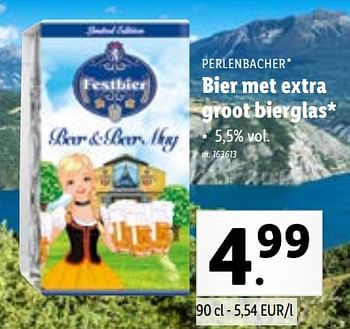 Promoties Bier met extra groot bierglas - Perlenbacher - Geldig van 02/05/2022 tot 07/05/2022 bij Lidl