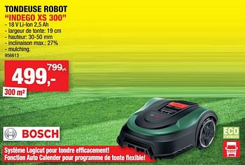 Promotions Bosch tondeuse robot indego xs 300 - Bosch - Valide de 20/04/2022 à 01/05/2022 chez Hubo