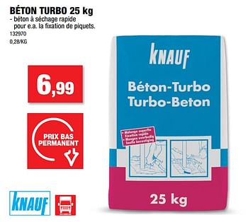 Promotions Béton turbo - Knauf - Valide de 20/04/2022 à 01/05/2022 chez Hubo