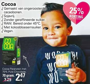 Promoties Cocoa paranoten met 70% pure chocolade - Cocoa - Geldig van 20/04/2022 tot 07/05/2022 bij De Online Drogist