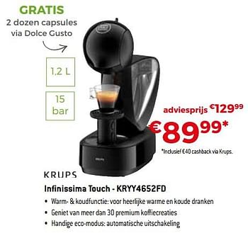Promoties Krups infinissima touch - kryy4652fd - Krups - Geldig van 25/04/2022 tot 31/05/2022 bij Exellent