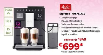 Promoties Melitta espresso - mx6761411 - Melitta - Geldig van 25/04/2022 tot 31/05/2022 bij Exellent